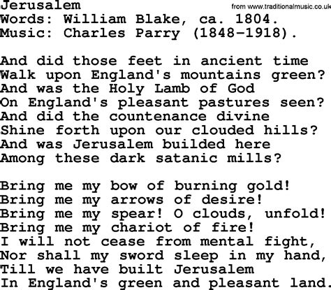 Jerusalem Lyrics .